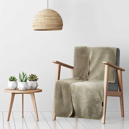 Koc narzuta TEDY 70x160 Eurofirany beżowy miękka bukla + ciepły polar