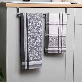 Ścierka kuchenna bawełna egipska MAJOLICA 50x70 kratka orientalny wzór szara