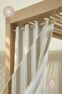 Beżowa Zasłona Tarasowa Wodoodporna Na Przelotkach 140x220 STRIPES