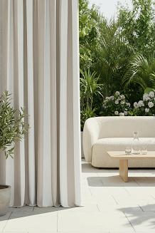 Beżowa Zasłona Tarasowa Wodoodporna Na Przelotkach 140x220 STRIPES