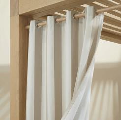 Beżowa Zasłona Tarasowa Wodoodporna Na Przelotkach 140x220 STRIPES