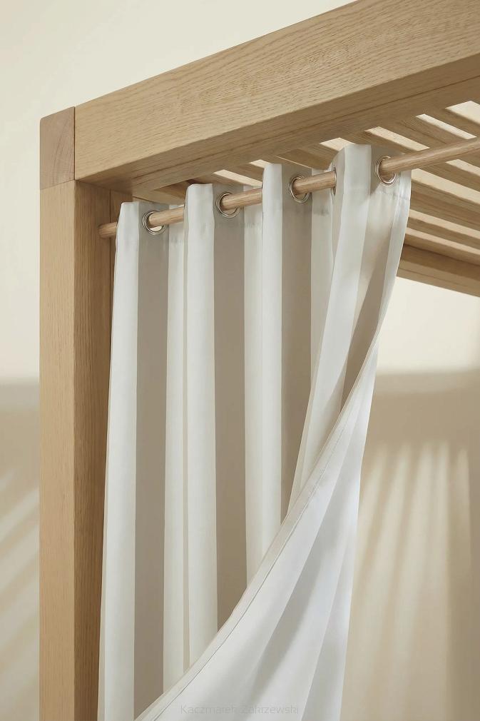 Beżowa Zasłona Tarasowa Wodoodporna Na Przelotkach 140x220 STRIPES