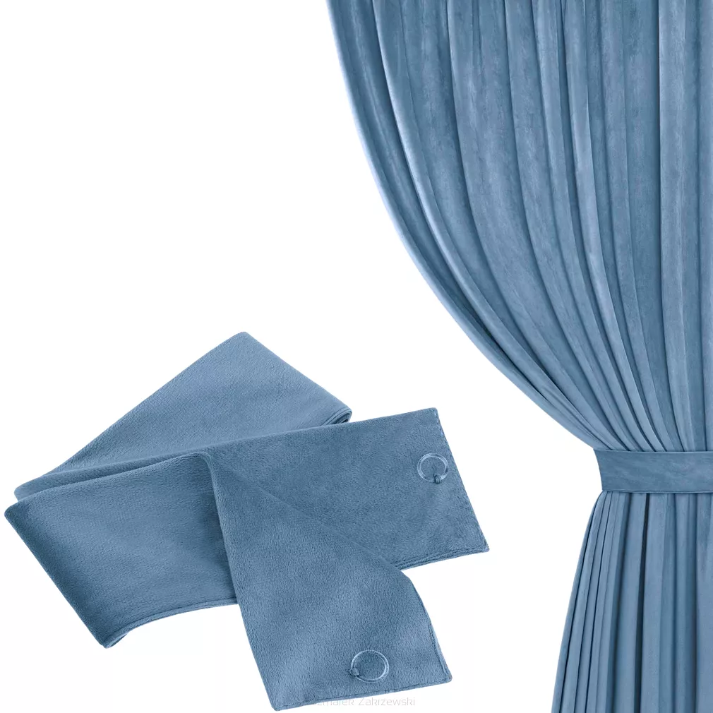 Szarfa do zasłony Velvet Soft 8x140 welurowa niebieska