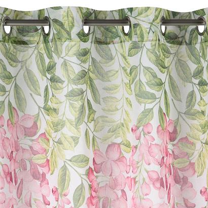 Firana gotowa na przelotkach JULIETA 140x250 Eurofirany różowa w kwiaty
