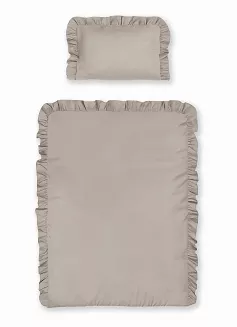 POŚCIEL BAWEŁNIANA TAUPE Z FALBANĄ /90X120/ mayamoo