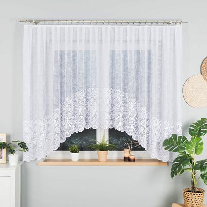 Firanka żakardowa gotowa na żabki KINGA 400x160 biała