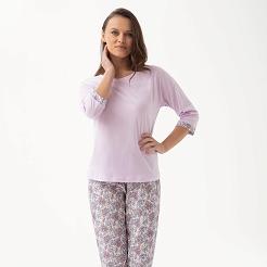 Piżama damska LUNA kod 343 wrzosowa kwiaty paisley