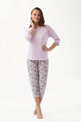 Piżama damska LUNA kod 343 wrzosowa kwiaty paisley