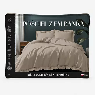Pościel Micro Beżowa Z Falbaną /220/