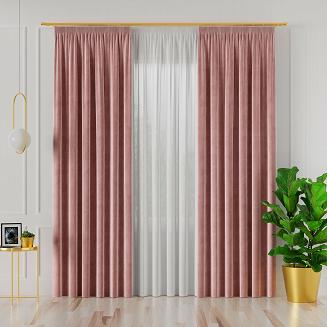 Zasłona gotowa na taśmie VELVI 140x260 ciemnopudrowa