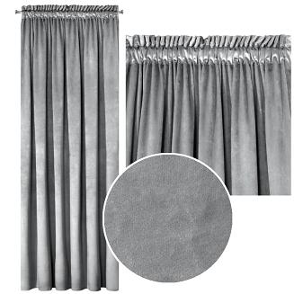 Zasłona gotowa na taśmie ROSA 140x270 Eurofirany srebrna