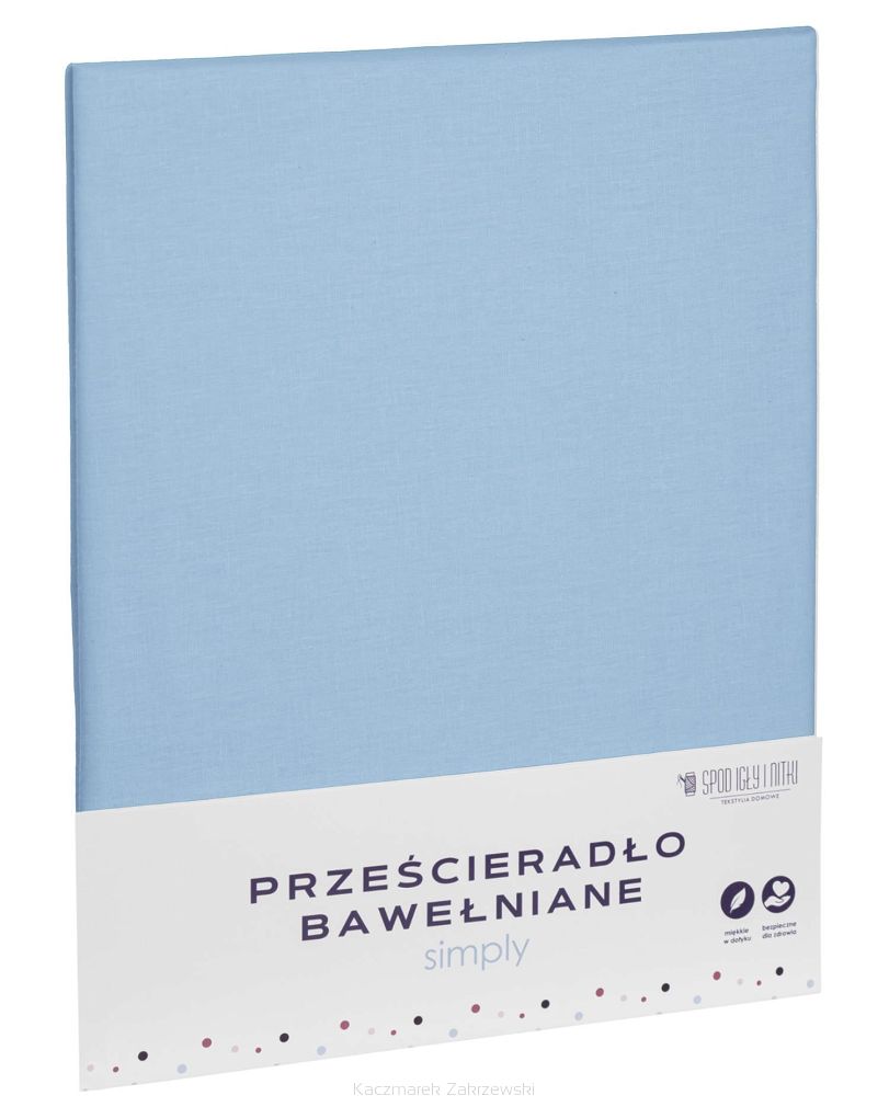 Prześcieradło bawełniane bez gumki SIMPLY 140x200 błękitne