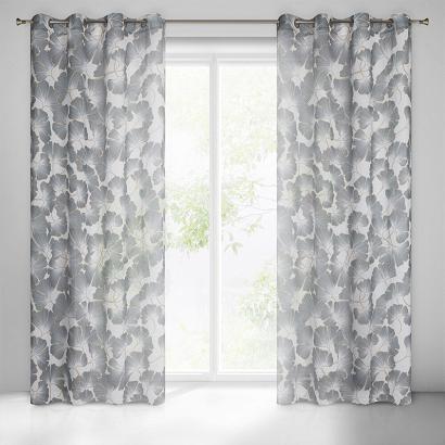 Zasłona gotowa na przelotkach NINA 140x250 Eurofirany biała w liście miłorzębu