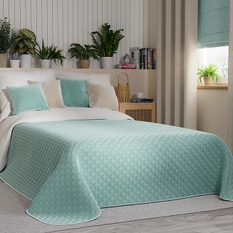 Narzuta dekoracyjna VELVI 170x210 pikowana w geometryczny wzór miętowa