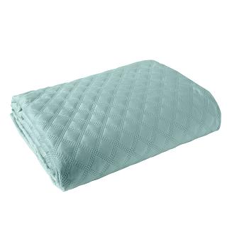Narzuta dekoracyjna VELVI 170x210 pikowana w geometryczny wzór miętowa