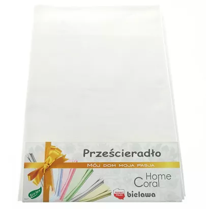 Prześcieradło bawełniane bez gumki 160x200 rubin białe