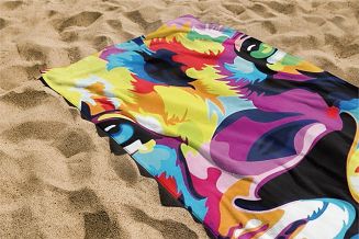 Ręcznik plażowy 100x180 wielokolorowy lew