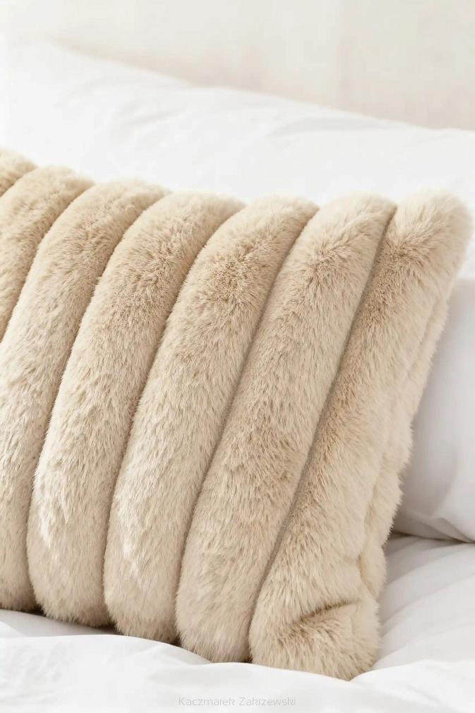 Beżowa Poszewka Futrzana 45x45 Bunny