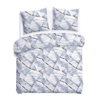 Pościel satyna bawełniana SATYNLOVE 160x200 biała szara złota marmurek