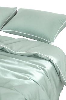 Pościel bambusowa 140x200 szałwiowa z białą bizą