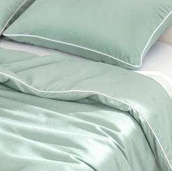 Pościel bambusowa 140x200 szałwiowa z białą bizą