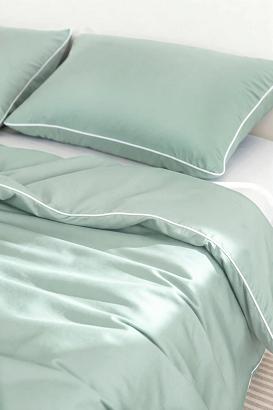 Pościel bambusowa 140x200 szałwiowa z białą bizą