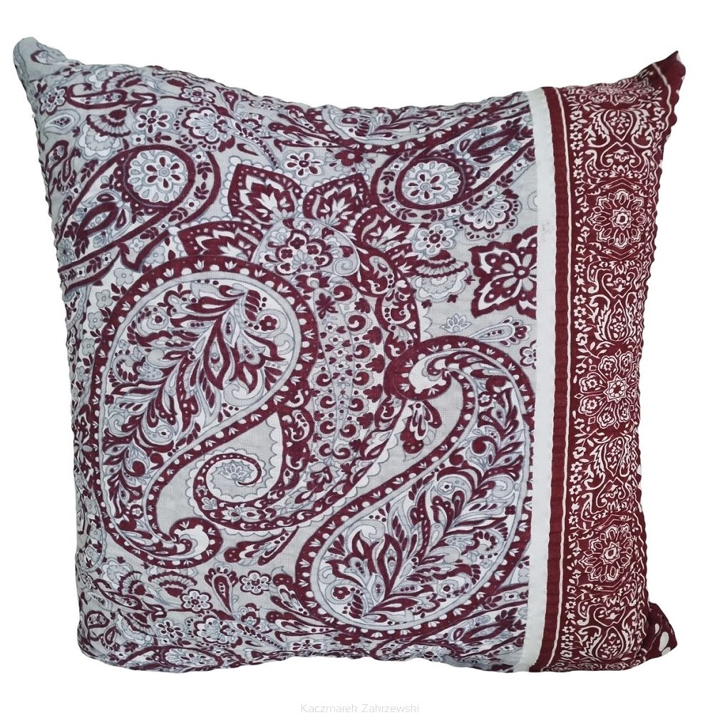 Poszewka z kory 70x80 bordowa biała szara paisley ornamenty