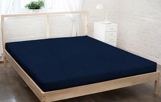Prześcieradło frotte z gumką 140x200 granatowe GRUBE