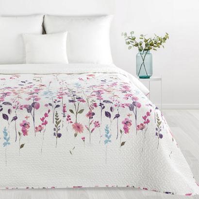 Narzuta dekoracyjna FLOWER 200x220 biała różowa polna łąka kwiaty