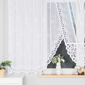 Firanka żakardowa gotowa na żabki ROZALIA 450x160 biała