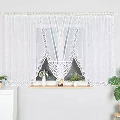 Firanka żakardowa gotowa na żabki ROZALIA 450x160 biała