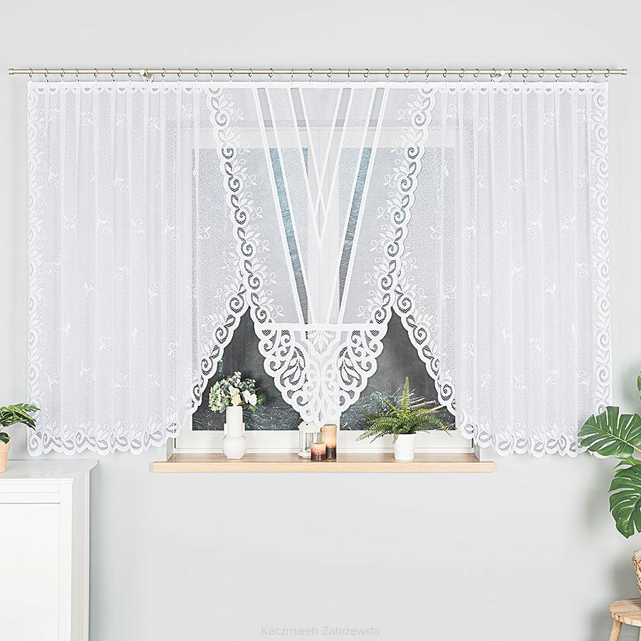 Firanka żakardowa gotowa na żabki ROZALIA 450x160 biała