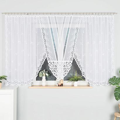 Firanka żakardowa gotowa na żabki ROZALIA 450x160 biała