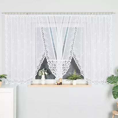 Firanka żakardowa gotowa na żabki ROZALIA 450x160 biała