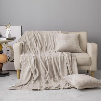 Koc narzuta z mifrofibry Solo 200x220 beżowy