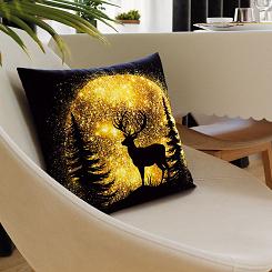 Poszewka dekoracyjna świąteczna BROKATOWY JELONEK 40x40 welwetowa czarna złota