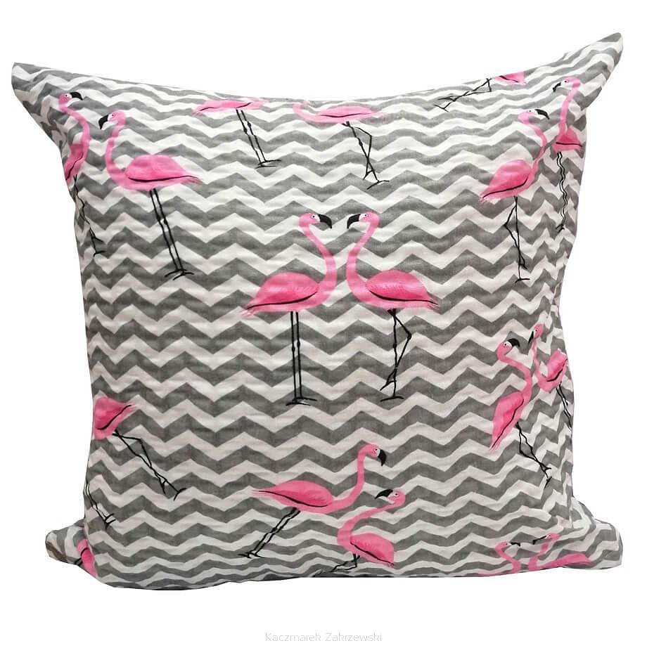 Poszewka z kory 40x40 wzór flamingi+zygzak