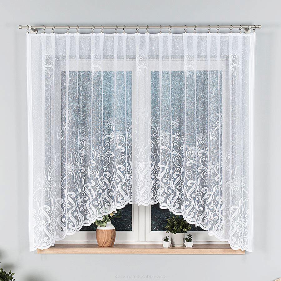 Firanka żakardowa gotowa na żabki WANDA 300x160 biała