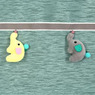 Firana gotowa na przelotkach 140x250 KIDS Eurofirany miętowa ozdobiona taśmą ze słonikami