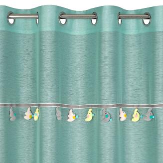 Firana gotowa na przelotkach 140x250 KIDS Eurofirany miętowa ozdobiona taśmą ze słonikami