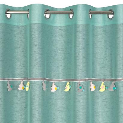 Firana gotowa na przelotkach 140x250 KIDS Eurofirany miętowa z trójwymiarowymi słonikami