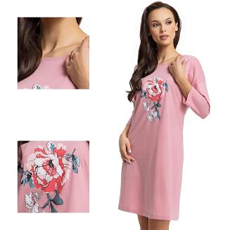 Koszula damska LUNA kod 128 różowa / duży kwiat