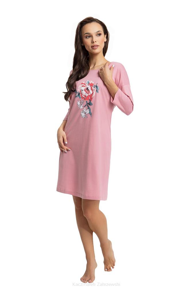 Koszula damska LUNA kod 128 różowa / duży kwiat