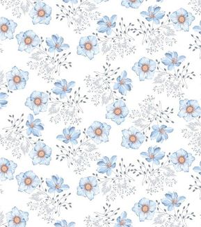 Piżama damska LUNA kod 476 niebieska biała łososiowa w kwiaty