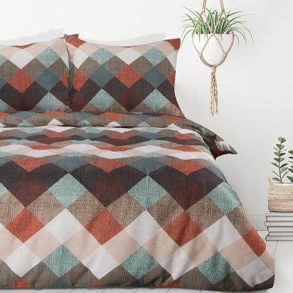 Pościel ALEXA 200x220 Design91 wielokolorowa szachownica kwadraty