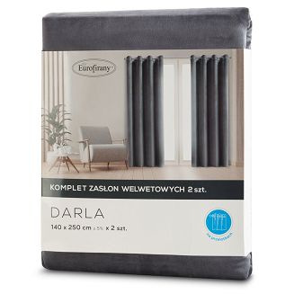 Zasłona gotowa na przelotkach DARLA 140x250 Eurofirany grafitowy
