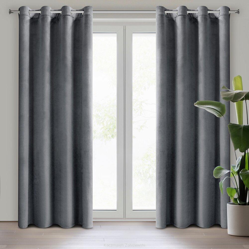 Zasłona gotowa na przelotkach DARLA 140x250 Eurofirany grafitowy