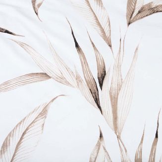 Pościel bawełniana COTTONLOVE 220x200 biała w beżowe liście
