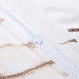 Pościel bawełniana COTTONLOVE 220x200 biała w beżowe liście