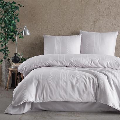 Pościel satyna bawełniana CAPITAL 140x200 geometryczny wzór jasnoszara